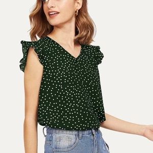 New Shein polkadots green blouse